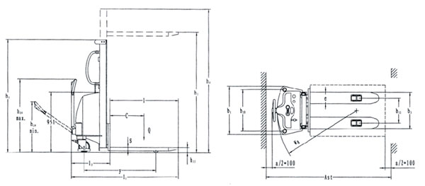 DImensiones apilador eléctric de traslación manual