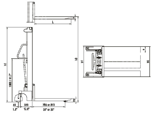 Dimensiones apilador manual