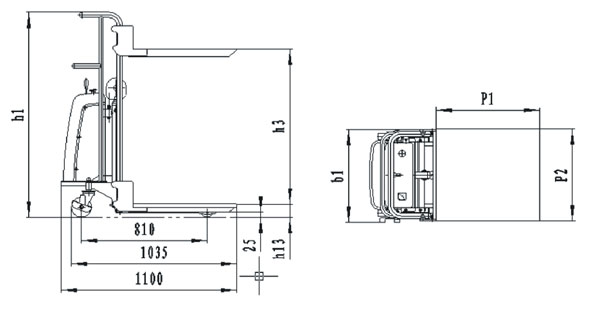 Dimensiones elevador posicionador para 400kg