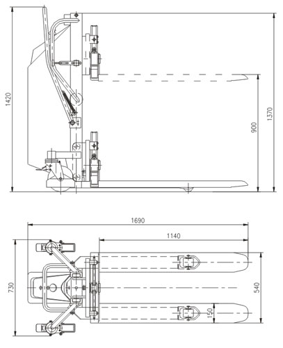 transpaleta inclinador electrica pluma