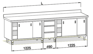 Doble modulo con puertas correderas y cajones verticales1
