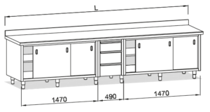 Doble modulo con puertas correderas y cajones verticales4