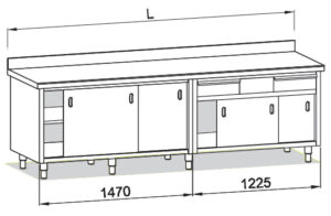 Modulo con cajones horizontales y puertas correderas