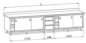 Modulo con cajones verticales y puertas correderas3