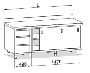 Modulo con puertas correderas y cajones verticales2