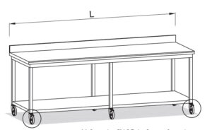 mesa con estante y ruedas