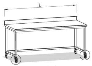 mesa sin estante con ruedas y antisalp