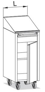 pupitre con ruedas y puerta cajon