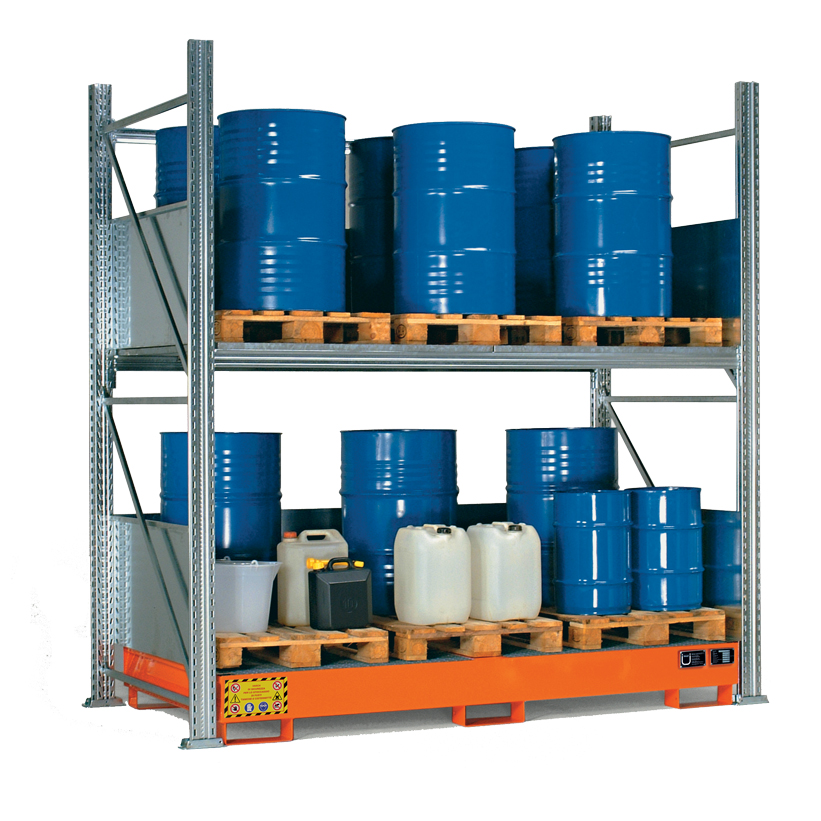 Estanterías para el almacenamiento interior de bidones de 60 lts y 200 lts.