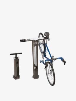 Estación de reparación e inflador para bicicletas